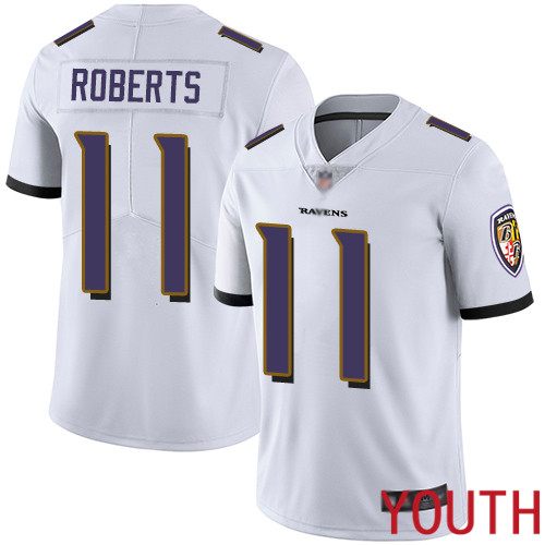 Baltimore Ravens Limited White Youth Seth Roberts Road Jersey NFL Football #11 Vapor Untouchable->youth nfl jersey->Youth Jersey